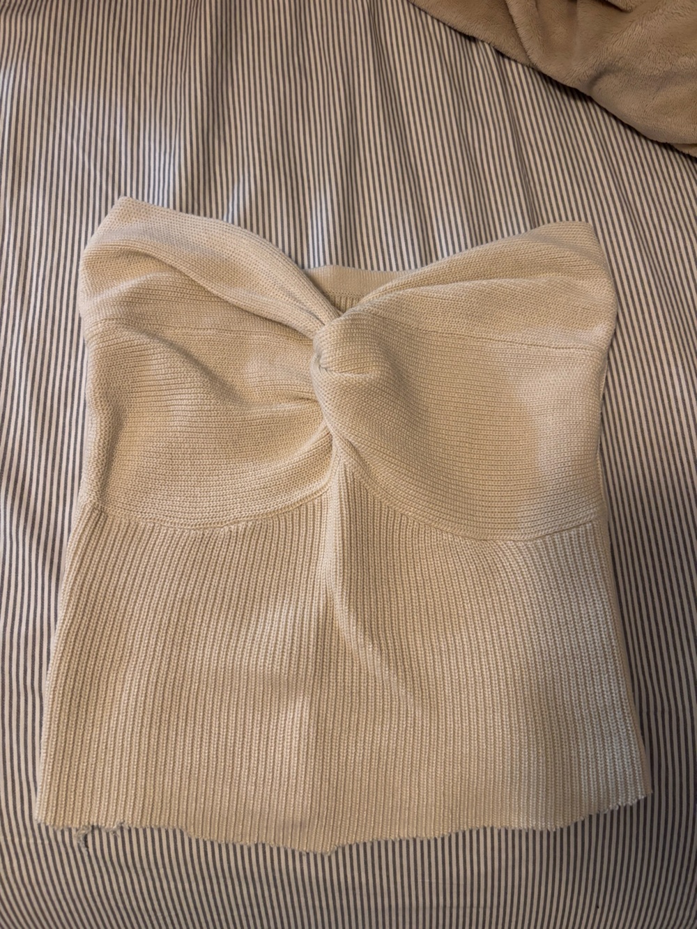 Strapless Knit Crop Top in Cream